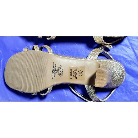 Soda 3 Children's Girl's Open Toe Slingback Block High Heel Sandals Flawed - Picture 6 of 12